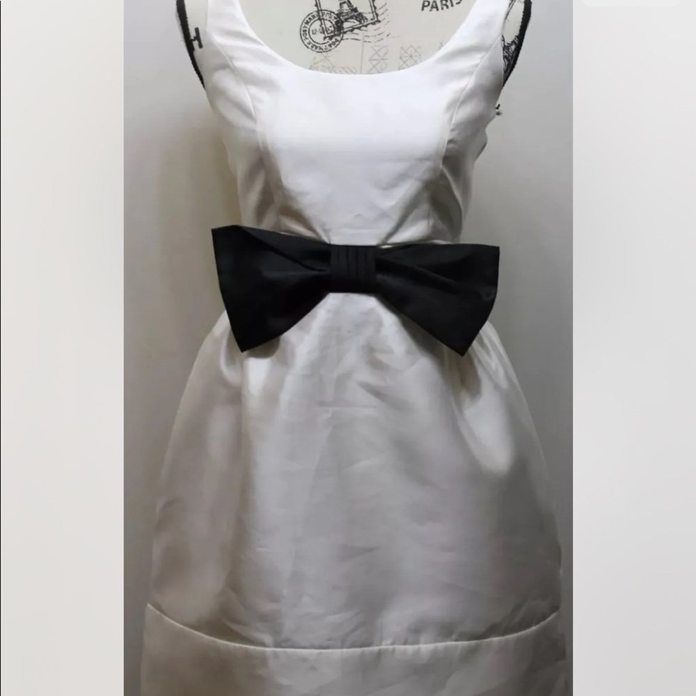 Just Taylor Women Dress Prom Gown Sz 6 Sexy Cream Black Bow Party Sleeveless